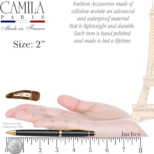 Camila Paris CP3093 French Hair Barrettes Clips, Snap Hair Slides Clic Clac for Women, Styling Girls Side Slide-in Metal Snap Pin Hair Accessories for Women. Strong Hold, No Slip Grip, Made in France - color: Brown 2"