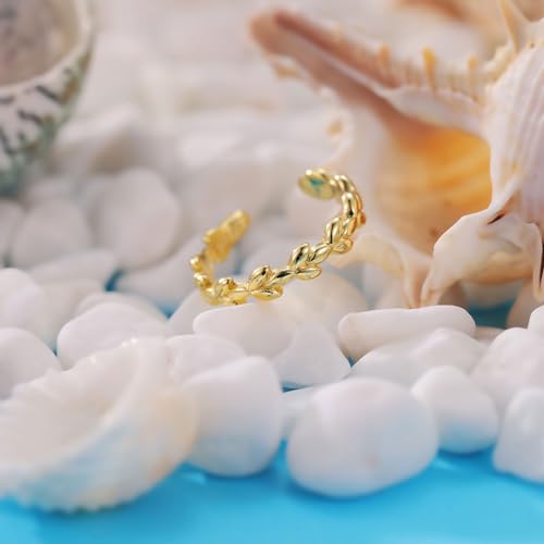 PLOMFOV 14K Gold Filled Gold Toe Rings for Women Adjustable Toe Rings Non Tarnish Solid 14K Real Gold Toe Ring - style: Eternity