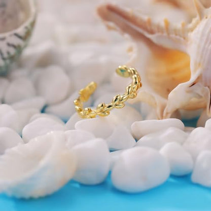 PLOMFOV 14K Gold Filled Gold Toe Rings for Women Adjustable Toe Rings Non Tarnish Solid 14K Real Gold Toe Ring - style: Eternity