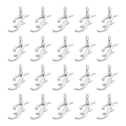 uxcell A-Z Alphabet Charm, Metal Alphabet Letter Charm Initial Charm Pendant Bead for Necklaces Bracelets Jewelry Making Craft - color: Silver F
