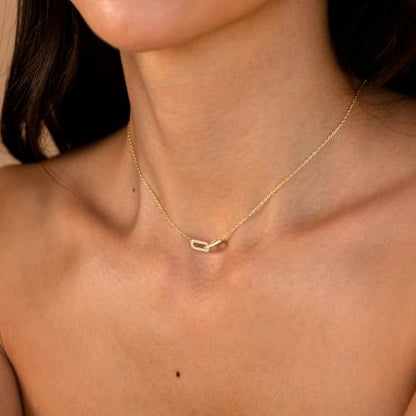 Zeffy Diamond Necklaces for Women, Dainty Gold Necklace 18k Gold Plated Layered Necklaces Simple Gold CZ Diamond Pendant Necklaces for Women Trendy Jewelry Gifts for Girls - color: Gold Diamond Paperclip Necklace