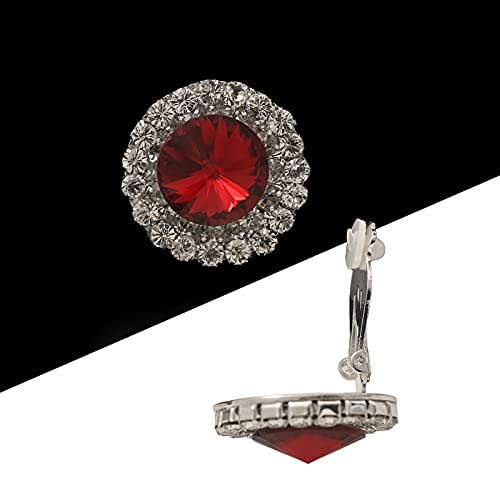 Spinningdaisy Clip On Earrings for Women | Non Pierced Earrings for Wedding - color: Big Stud Red