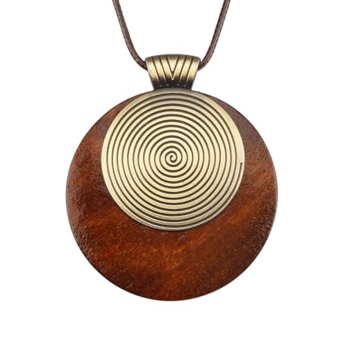 Bohemian Necklaces for Women Long Leather Necklace with Large Pendant Chunky Boho Hippie Jewelry Pendant Chocker Necklace - style: Big Pendant Necklace