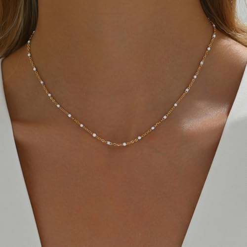 Gold Cross Women's Necklace 18K Gold Plated Stainless Steel Handmade Pearl Necklace Gold Paperclip Necklace, Fashion Jewelry Gifts - style: simplicity