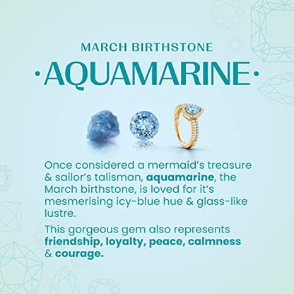 Angara Natural Aquamarine Pendant for Women | Round Aquamarine Three Stone Pendant Necklace in 14K Solid Gold/Platinum With 18" Chain | March Birthday, Anniversary, Gemstone Jewelry Gift