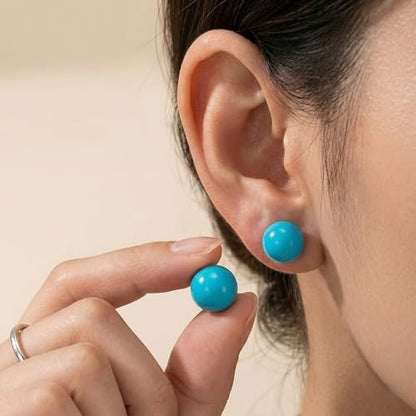 Pearl Stud Earrings Multicolor Shell Beads Pearl Hypoallergenic Stud Earrings Ocean Shell Pearl Jewelry - color: Blue