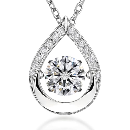 ARINZA Moissanite Necklace for Women, 1 Ct 925 Sterling Silver Dancing Stone Pendant, 18+2 Inch Chain, Valentine’s Day Christmas Gift for Her, Wife, Mom, Anniversary, Birthday - color: 2 Water Drop