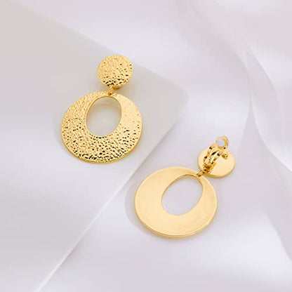 Matte Gold Silver Large Clip On Earrings for Women Statement Earrings - color: Clip e