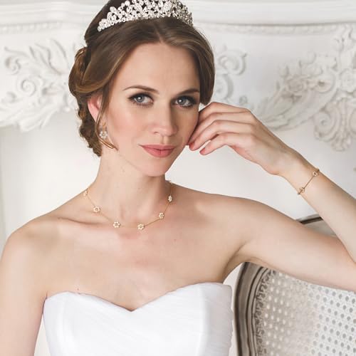 Raicegs Pearl Jewelry Set for Women Wedding Pearl Necklace Bracelet Earrings Set Bride Bridesmaid Dainty Jewelry Gift for Women - color: Flower Jewelry