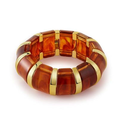 YBMYCM Acrylic Chunky Bangles Bracelets for Women Resin Gold-plated Stackable Stretch Bracelet Wide Wristbands Gift Jewelry - color: Brown