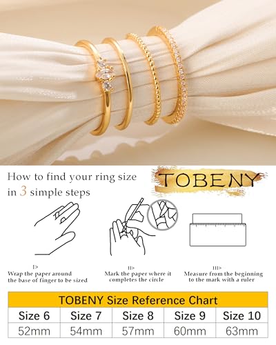 TOBENY Stackable Silver Gold Rings for Women Non Tarnish 14K Gold Plated Cubic Zirconia Ring Set Trendy Dainty Engagement Wedding Bands Thumb Rings Stacking Promise Statement Rings Jewelry Size 6-10