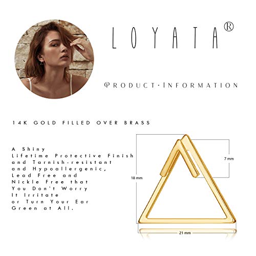 LOYATA Spike Earrings Gold Huggie Hoop Diamond Cubic Zirconia 14K Gold Plated Dainty Small Simple Hypoallergenic Geometric Jewelry Gift for Women - color: Open Triangle
