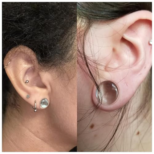 8G-12mm Acrylic Single Flare Gauges for Ears with Silicone O-Ring Opalite/Black/White/Clear Gauges Plugs and Tunnels Stretcher Expander Stretching Kit for Women Men - color: Clear 8G-12mm