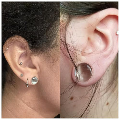 8G-12mm Acrylic Single Flare Gauges for Ears with Silicone O-Ring Opalite/Black/White/Clear Gauges Plugs and Tunnels Stretcher Expander Stretching Kit for Women Men - color: Clear 8G-12mm