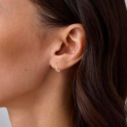micuco 3 Pairs Small Hoop Earrings Tiny Cartilage Earrings for Women Men | Cubic Zirconia Earrings Huggie Hoop Ear Piercing Earrings for 8mm 10mm 12mm - color: 13# Gold 8mm