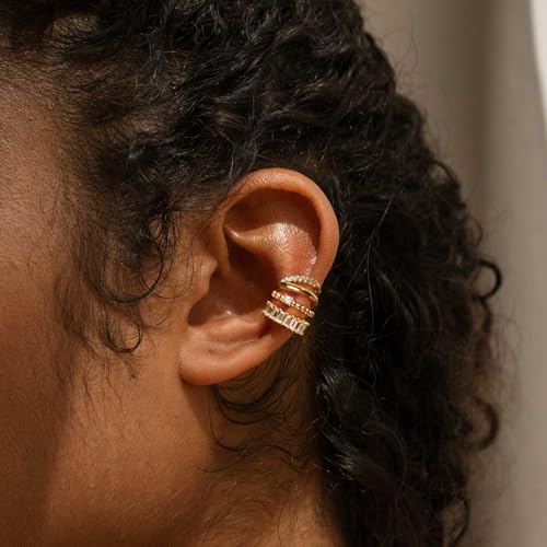 Ear Cuff Earrings for Women Non Piercing,Dainty 14K Gold Plated Chain Cartilage Earrings Set Gold Statement Cuff Earring Stack Fashion Cartilage Earrings for Women Trendy Gold Jewelry - color: ear cuff3-Gold