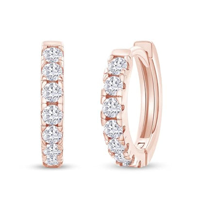 Dainty Cartilage Huggie Hoop Earrings Women in 18K Gold Plated | Round Moissanite in 18K Gold Plated Jewelry for Her - color: Rose Gold, size: 13 MM