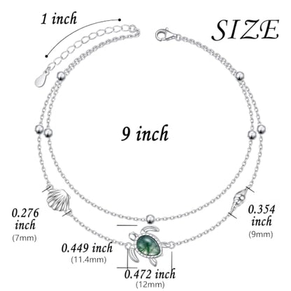 Anklets for Women 925 Sterling Silver Blue Evil Eye Infinity Butterfly Adjustable Multilayer Layered Summer Beach Ankle Bracelet Foot Chain Jewelry for Women - style: Turtle