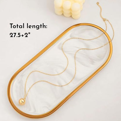 PEARLADA 18k Gold Plated Chain Long Necklace, Boho Sweater Necklace for Women, Geometric Pendant Y Necklace - color: Ball