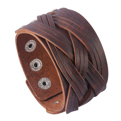 JAOYU Punk Leather Cuff Bracelet Goth Leather Wristband Rock Bracelet Biker Bracelet for Men Leather Armband Black Handmade Jewelry - color: Black Arm Bracelet