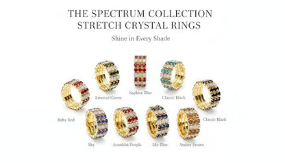 Sparkling Rhinestone Ring Set Trendy Elastic Rhinestone Crystal Stretch Ring Stackable Jewelry for Women Girls - color: 10 Colors in One-B