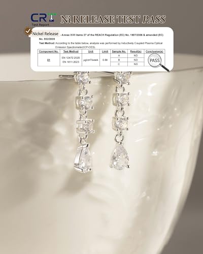 14K Gold Plated/Sterling Silver CZ Pearl Drop Dangle Earrings for Women - color: Silver-4 CZ