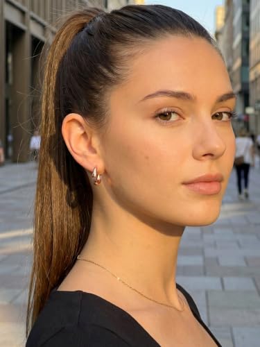 Bestyle Gold Huggies Earrings for Women Hypoallergenic 925 Sterling Silver Post Huggie Hoop Earrings Thick Lightweight Small Hoop Earrings 8/10/12/14mm - color: Rose Gold, size: 12mm