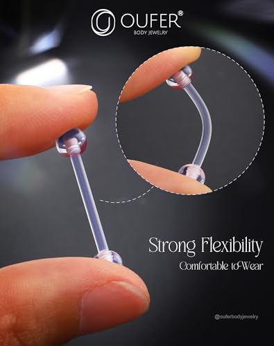OUFER 3PCS Plastic Helix Piercing Jewelry, Clear Lip Piercing Retainers for Surgery, Cute Paw/Bow/Flower Lip Rings for Women, 16G Flat Back Cartilage Tragus Lobe Earrings for Women and Men-8mm