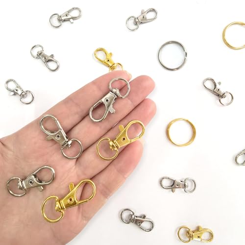 60PCS Keychain Making Supplies, Lobster Claw Clasp with Key Rings, Keychain Making kit Including 30PCS Keychain Clip Hooks and 30PCS Key Chain Rings for Crafts