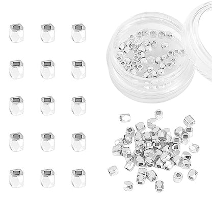 Silver Plated Faceted Spacer Beads 2x2mm 50pcs for Jewelry Making Findings Non Tarnish - color: Silver, size: 2x2mm Faceted