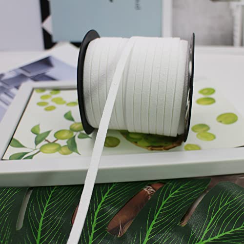 5mm Faux Suede Leather Cord String for Jewerly Making 40 Yards White Bracelet Cords Flat Thin Leather Lace Thread for Necklace-Chocker & DIY Projects - size: 40 Yards White