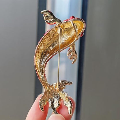 HETICA Animal Brooch for Women, Funny and Cute Flower Brooch Safety Pins Clothing Backpack Hat Decoration Enamel Pins Fashion Women Brooches and Pins Jewelry - style: Fish (Red Koi)