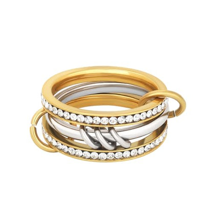 Stackable Rings for Women – Non Tarnish Gold Rings Set, 14K Gold Plated & Silver Rings for Women, Waterproof & Dainty CZ Statement Rings, Hypoallergenic Statement Ring Jewelry Size 5-10