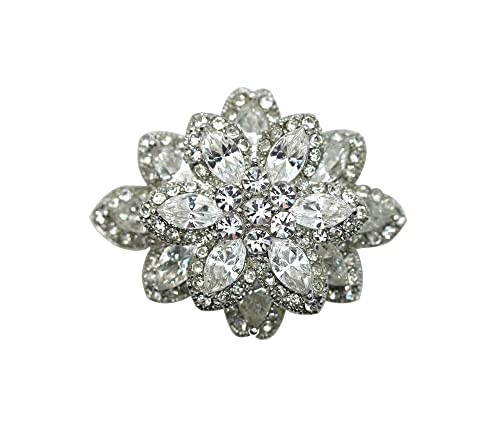 Faship Gorgeous Black Crystal Chunky Floral Pin Brooch - color: Clear