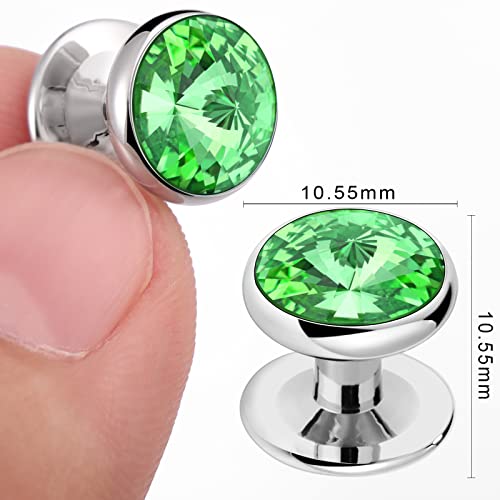 HAWSON Crystal Shirt Studs for Men's Tuxedo Shirt, Tuxedo Buttons for Birthday Wedding Party Christmas. - color: Green