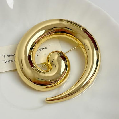 Minimalist Snail Brooch Pin Gold/Silver Plated Twist Lapel Pins Jacket Blazer Suit Hat Bag Accessories Jewelry for Women Men (Golden)