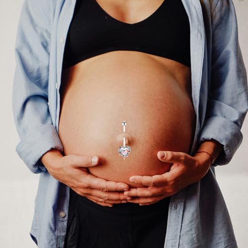 14G Flexible Clear Acrylic Pregnancy Belly Button Ring Flower,letter Dangle Pregnancy Maternity Belly Rings - color: blue moon