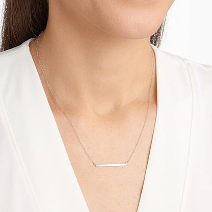 Amazon Essentials Women's Sterling Silver Horizontal Bar Necklace, 18"