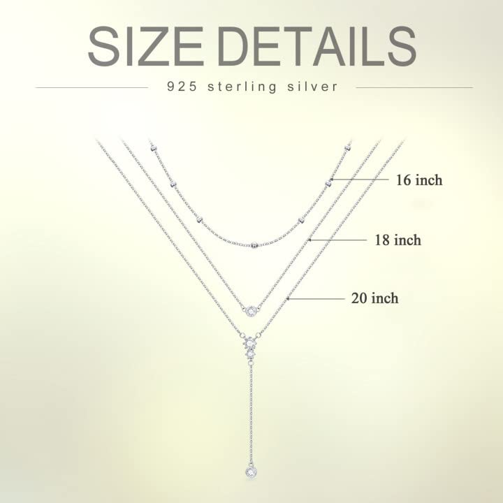 MONGAS Boho Layered Necklace Sterling Silver Triple 3 Stacked Vertical Bar Triangle Long Layering Necklaces Christmas Jewelry Gifts for Women - style: Lariat