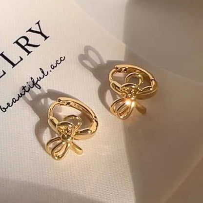 Pearl Bow Earrings for Women Coquette Aesthetic Jewelry Rhinestone Bow Earrings for Bridesmaids Wedding Party Accessories Bridal Costume Accents Bowknot Themed Gifts - color: K1: Gold Bow Hoop Earrings