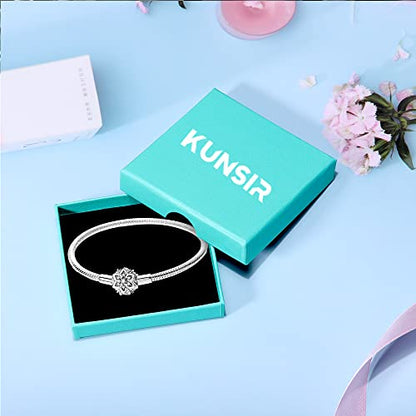 KUNSIR 925 Sterling Silver Palm Clasp Snake Chain Bracelet Basic Charm Bracelets Fit Any PDL Charm, with for Teen Women - style: KJB009