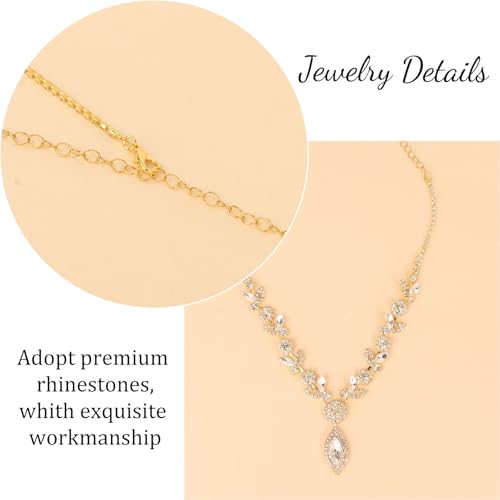 Bridal Jewelry Set for Wedding Prom Jewelry Set for Women Sparkly Rhinestone Necklace Earrings Bracelet Sets for Bride Bridesmaid Quinceanera Costume Accessories - style: E