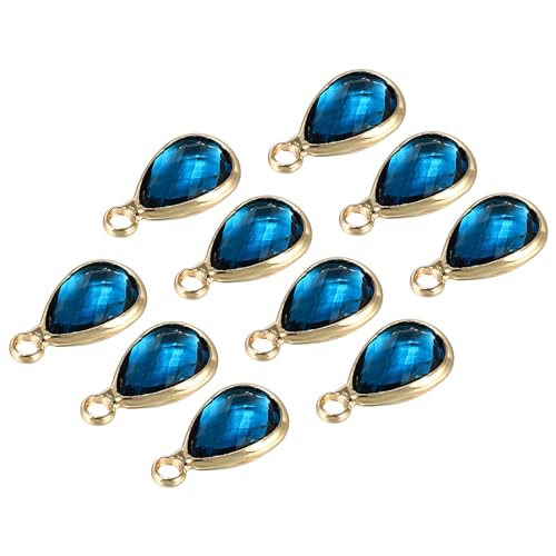 PATIKIL Birthstone Charm Beads Drop Pendant, Handmade Birthstone for Personalized Earrings Bracelet Necklace - color: Blue, size: 0.51" x 0.28"