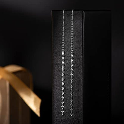 Long Chain Drop Earrings for Women, 925 Sterling Silver, Dainty Dangling Elegant Earrings for Daily Wear, Gift for Her - color: 4.4" Kiss Chain Silver
