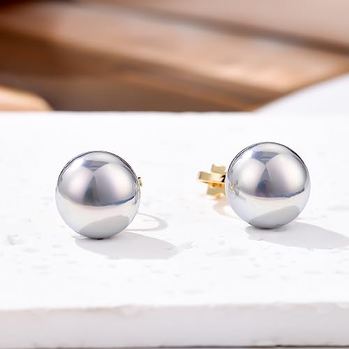 YOQUCOL Simulated Freshwater Pearl Clip On Earrings Not Pierced Elegant Stud Jewelry For Women - color: 12MM-Metallic Grey
