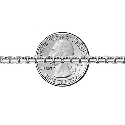 Savlano 925 Sterling Silver Italian Solid Round Box Rhodium Plated Chain Necklace Comes With Gift Box for Women & Men - Made in Italy - style: 3.5MM