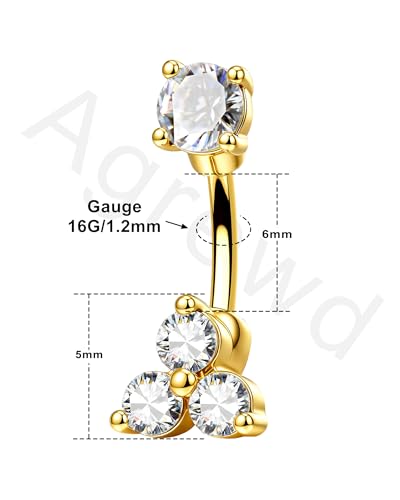 Minimalist Rook Piercing Jewelry, 16G Eyebrow Rook Earrings for Women, Stainless Steel Vertical Helix Lobe Earrings 6/8MM - color: YG-6MM