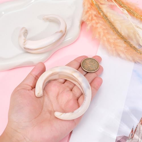 2Pcs Acrylic Cuff Bracelet Opaque Chunky Cuff Bangle Bracelets for Women Irregular Large Bracelets Fashion Open Geometric Wide Bracelet for Lady Holiday Charm Jewelry Gift - color: White