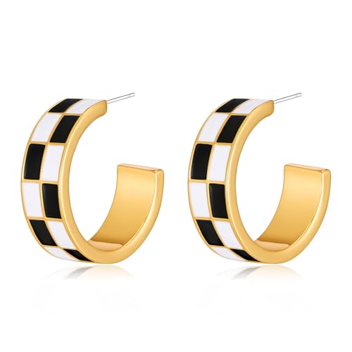 14K Gold Plated Chunky Hoop Earrings for Women Vintage Leopard Print Hoops Large Round Hoop Earrings Jewelry - style: Hoop L