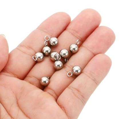 PATIKIL 50pcs Steel Bead Charm, Stainless Steel Ball Bracelet Charm Pendants Metal Round Beads Small Bulk for Jewelry Making - color: Silver Tone, size: 7mm